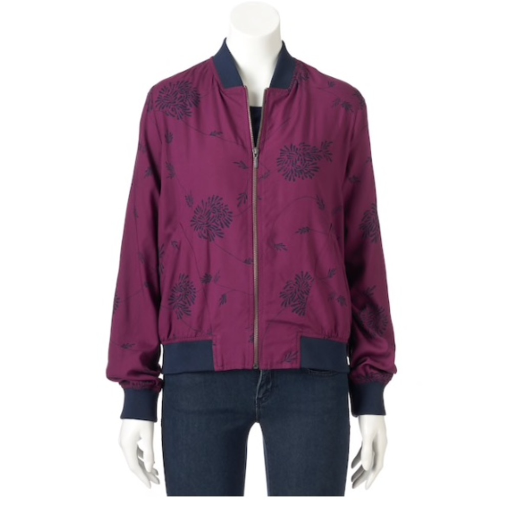 Purple floral bomber jacket